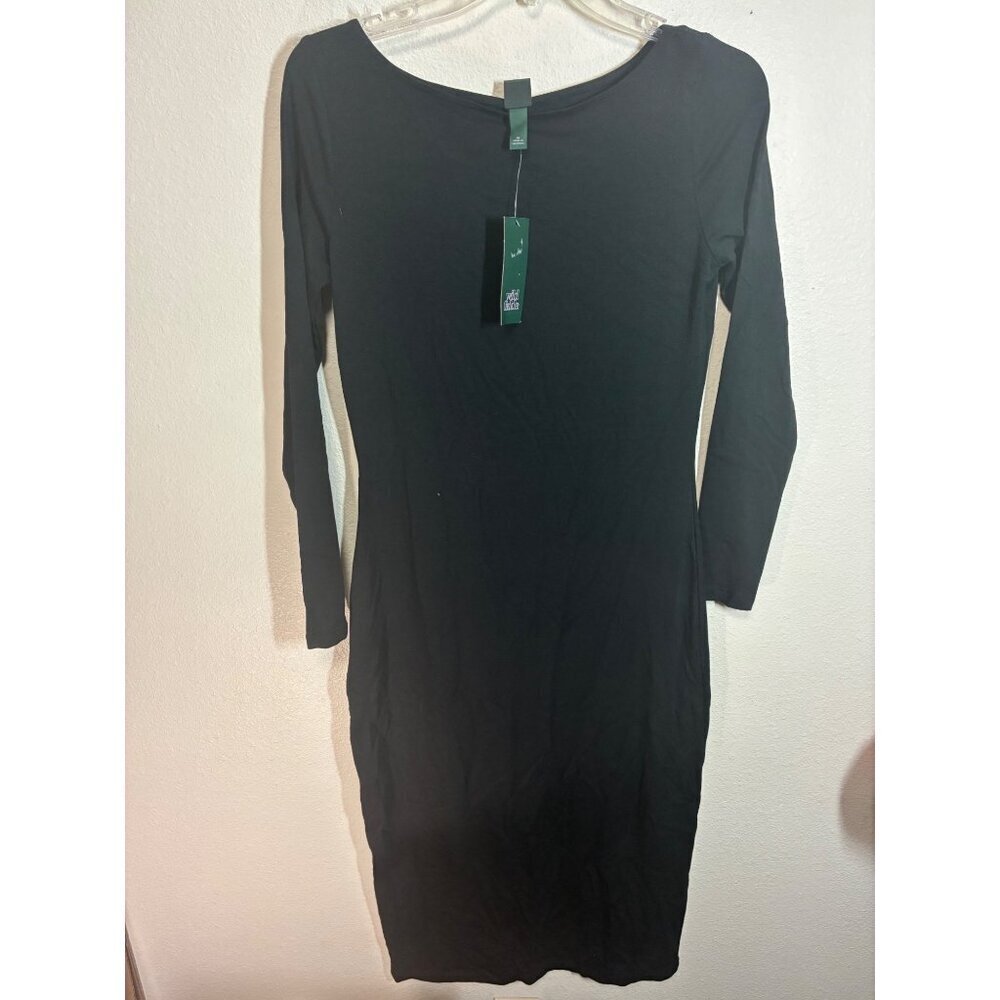 NWT Wild Fable Dress Business Casual Stretch Long Sleeve Maxi Black Size Medium